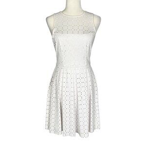Trina Turk Womens White Sleeveless Fit Flare Dress Circle Cutout size 2